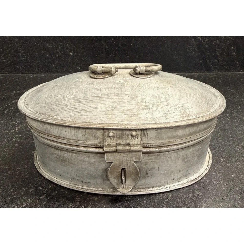 Vintage Indian Brass Chapati Box Roti Dabba 7